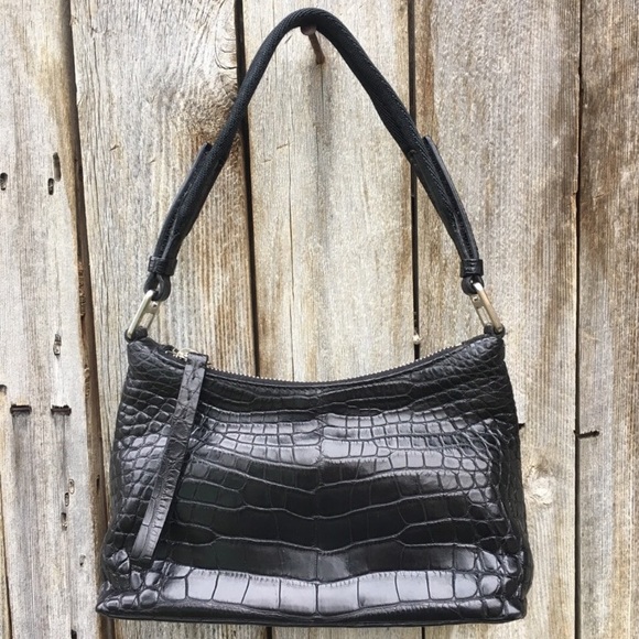 Prada Vintage Y2K Mini Hobo Bag Black Crocodile Leather